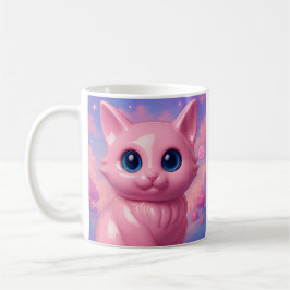 Caneca De Café Gato Kawaii Rosa