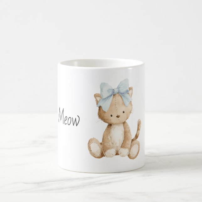 Caneca De Café Gato Laço Azul (Centro)