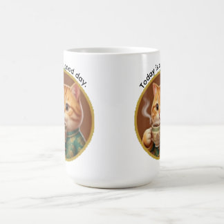 Caneca de Café Gato Laranja Fofo Hoje é um Bom Dia