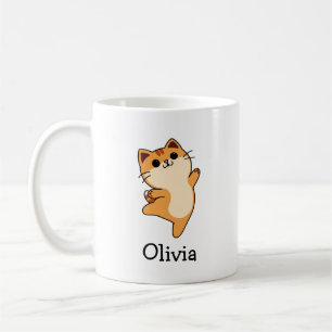Caneca De Café Gato Laranja Fofo Nome Personalizado