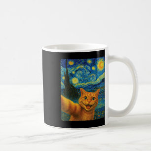 Caneca De Café Gato Laranja Noite Estrelada Van Gogh Selfie Mãe d