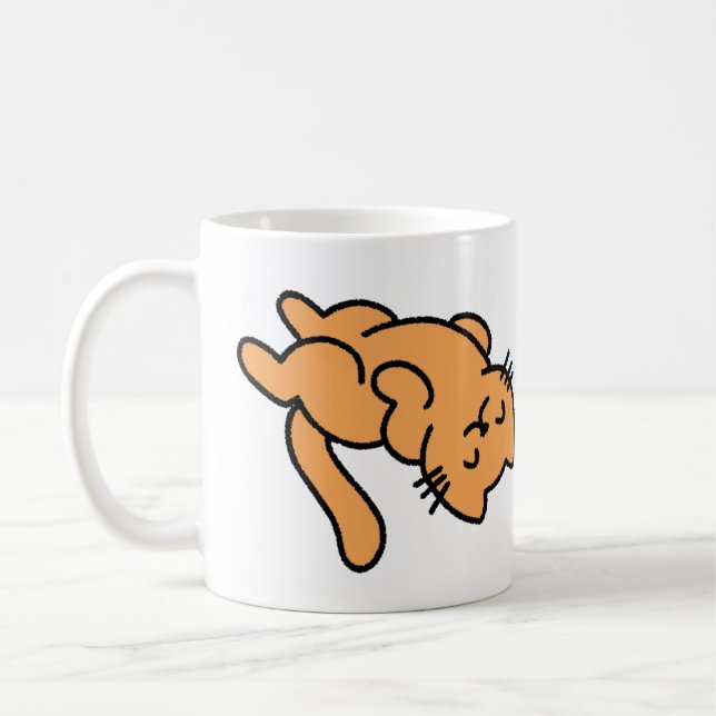 Caneca De Café Gato Laranja Preguiçoso (Esquerda)