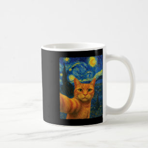 Caneca De Café Gato Laranja Selfie Van Gogh Noite Estrelada Mãe d