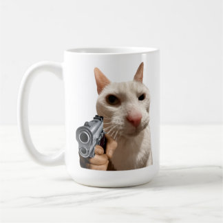 Caneca De Café Gato Legal Com Arma Meme Divertido