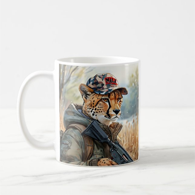 Caneca De Café Gato legal de MAGA com Arma e Camuflagem CHEETAH (Esquerda)