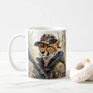 Caneca De Café Gato legal de MAGA com Arma e Camuflagem CHEETAH