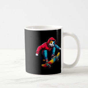 Caneca De Café Gato Legal e Funky Skate Gato Amante Ilustração