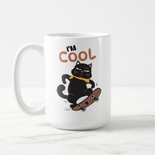 Caneca De Café Gato Legal Skateboard – Ilustração Divertida de Ga