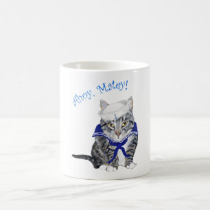 Caneca De Café Gato Listrado Marinheiro