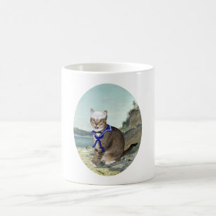 Caneca De Café Gato Listrado na Praia