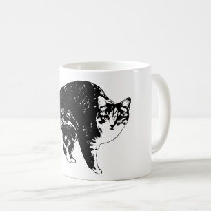 Caneca De Café Gato Listrado Sob Luzes de Feriado