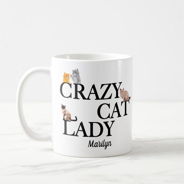 Caneca De Café Gato Louco Monograma Bonito (Esquerda)
