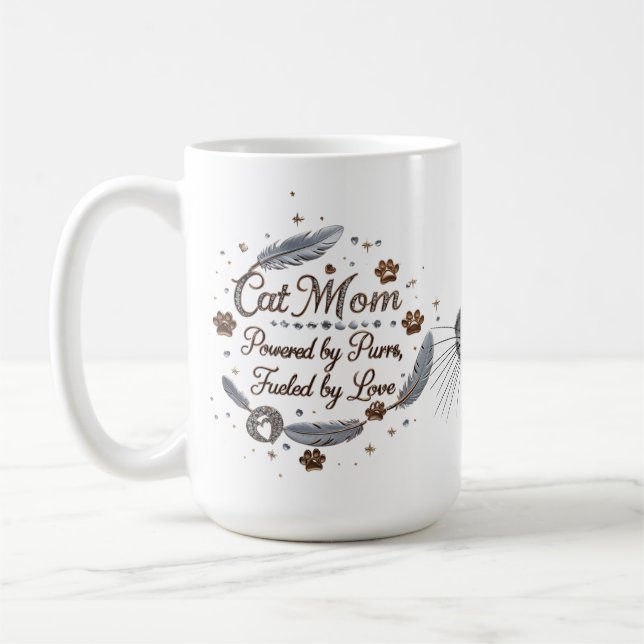 Caneca De Café Gato Luxuoso Mãe Mug - Acionado por Purrs & Love (Esquerda)