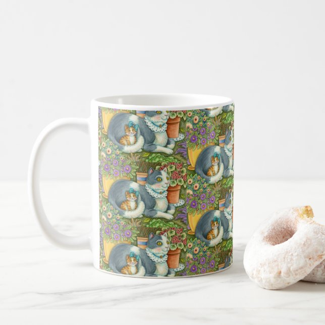 CANECA DE CAFÉ GATO-MÃE E COZINHA, FLORES, ARCOS E LAÇA (Com Donut)