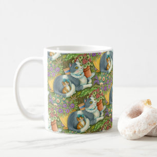 CANECA DE CAFÉ GATO-MÃE E COZINHA, FLORES, ARCOS E LAÇA
