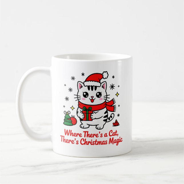 Caneca De Café Gato Mágico de Natal - Presente Temático de Animai (Esquerda)