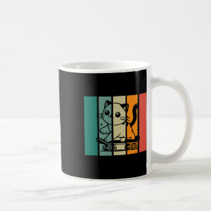 Caneca De Café Gato Magnífico de Skate Cute Estilo Vintage D