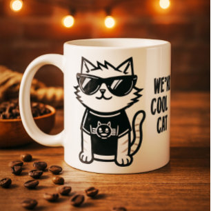 Caneca De Café Gato mais legal do mundo com óculos de sol branco