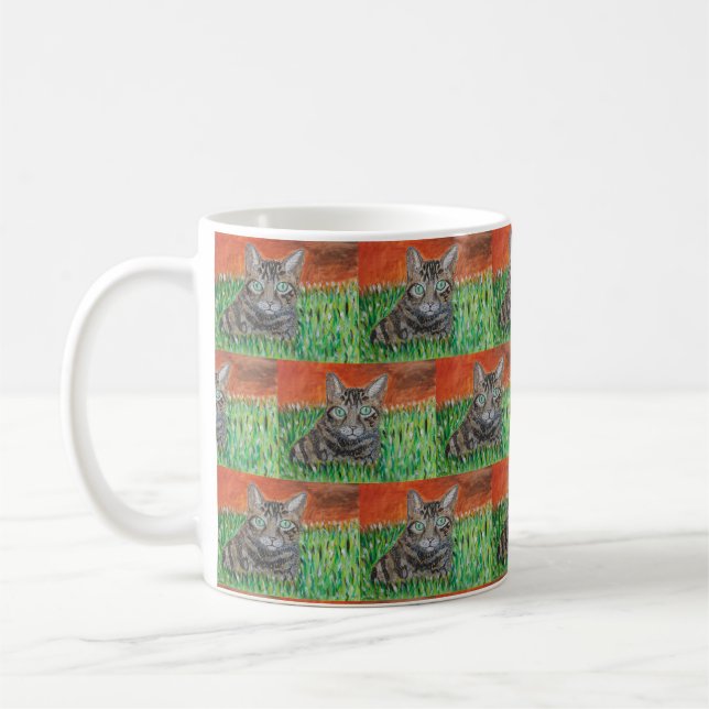 Caneca De Café Gato malhado na natureza (Esquerda)