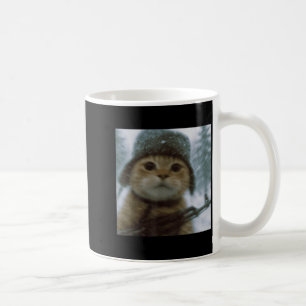 Caneca De Café Gato Maluco Kitten Na Neve Soldado Selfie Com Arma