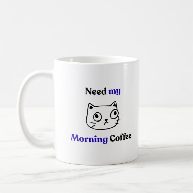 Caneca De Café Gato Matinal Engraçado e Humorístico (Esquerda)