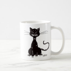 Caneca De Café Gato Mau preto irregular