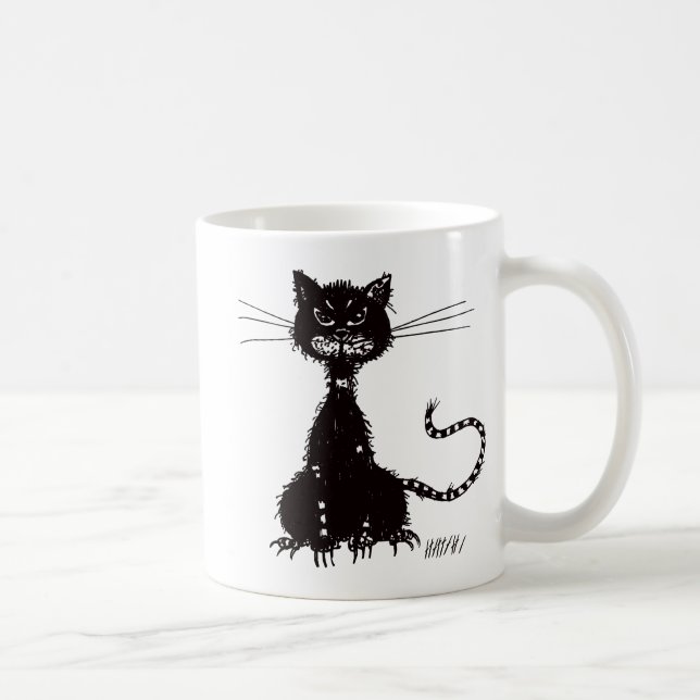 Caneca De Café Gato Mau preto irregular (Direita)