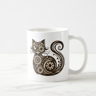 Caneca De Café Gato Mecânico Steampunk