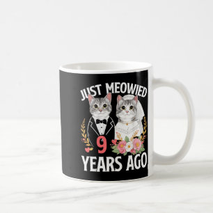 Caneca De Café Gato Meowied 9º Aniversário de Casamento 9 Anos Ca