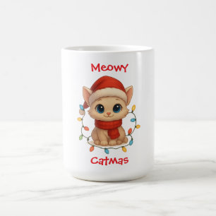 Caneca De Café Gato Meowy Catmas Natal Alegre Divertido
