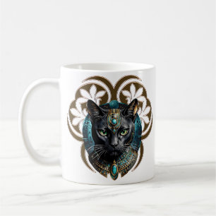 Caneca De Café Gato místico do Egito, preto como a noite,