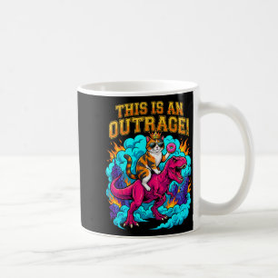 Caneca De Café Gato montando dinossauro isto é um ultraje meme su