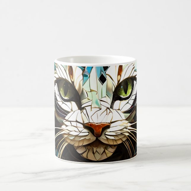 Caneca De Café Gato Mosaico, Design de café (Centro)