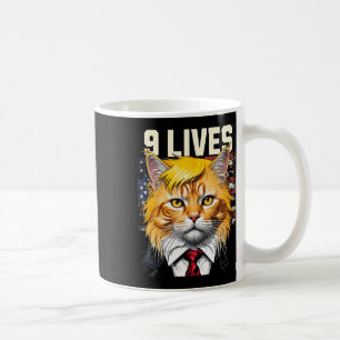Caneca De Café Gato Na Suíte Com Cabelo De Trump Nove Vidas Bande