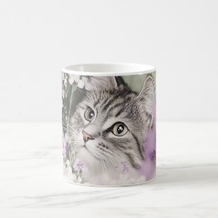 Caneca De Café Gato nas Flores