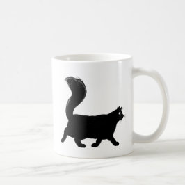 Caneca De Café Gato Negra Andando com Cauda Longa