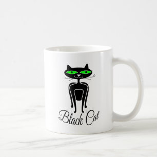 Caneca De Café Gato negro com olhos verdes