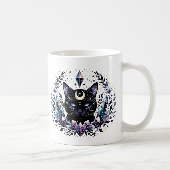 Caneca De Café Gato Negro Cristal Fantasy Esoteric (Direita)