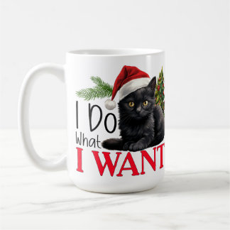 CANECA DE CAFÉ GATO NEGRO CUTO COM ÁRVORE DE NATAL