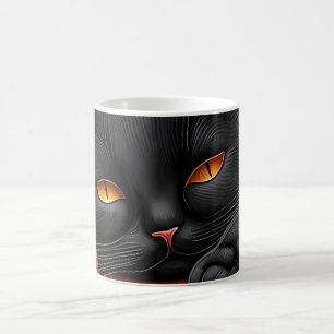 Caneca De Café Gato negro deitado em frente a uma lareira