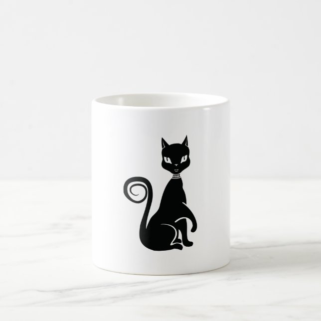 Caneca De Café Gato Negro Elegante (Centro)
