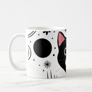 Caneca De Café Gato Negro Engraçado abstrato