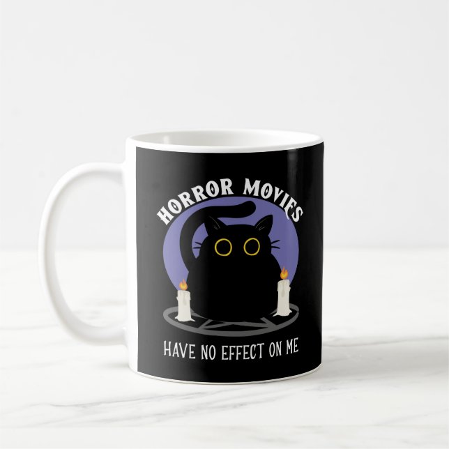Caneca De Café Gato Negro Engraçado Adora Filme De Horror (Esquerda)