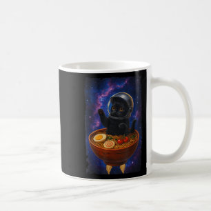 Caneca De Café Gato Negro Engraçado Voando Um Astronau Espacial R