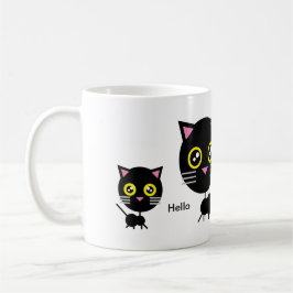 Caneca De Café Gato Negro Geométrico