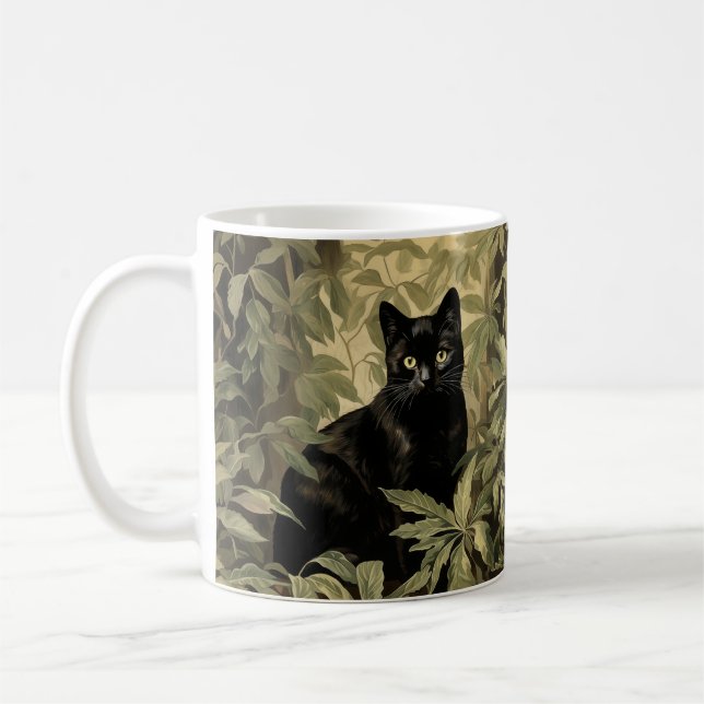 Caneca De Café Gato Negro na Floresta Lush (Esquerda)
