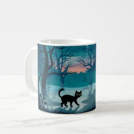 Caneca De Café Gato Negro na lama de café Design