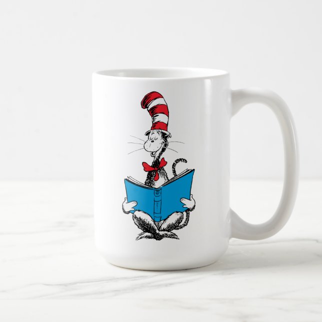Caneca De Café Gato no Chapéu Lendo (Direita)