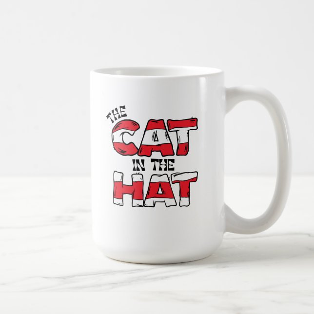 Caneca De Café Gato no Chapéu | Texto em Strike Vermelho e Branco (Direita)