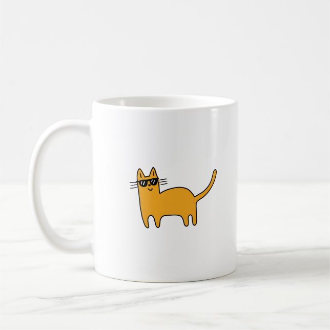 Caneca De Café Gato Óculos de Sol Legal (Esquerda)
